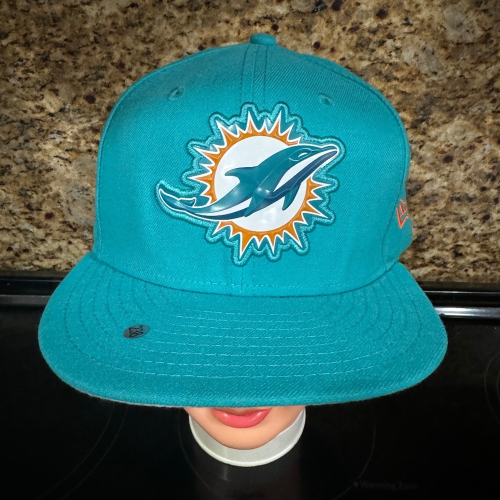 Miami Dolphins‎ New Era 5950 59Fifty NFL Cloud Icon Fitted Hat Size 7 3/4